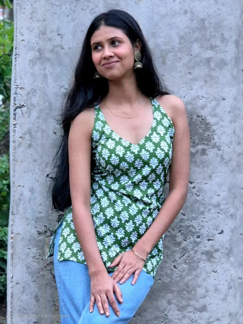 Virndda Green Short Kurti