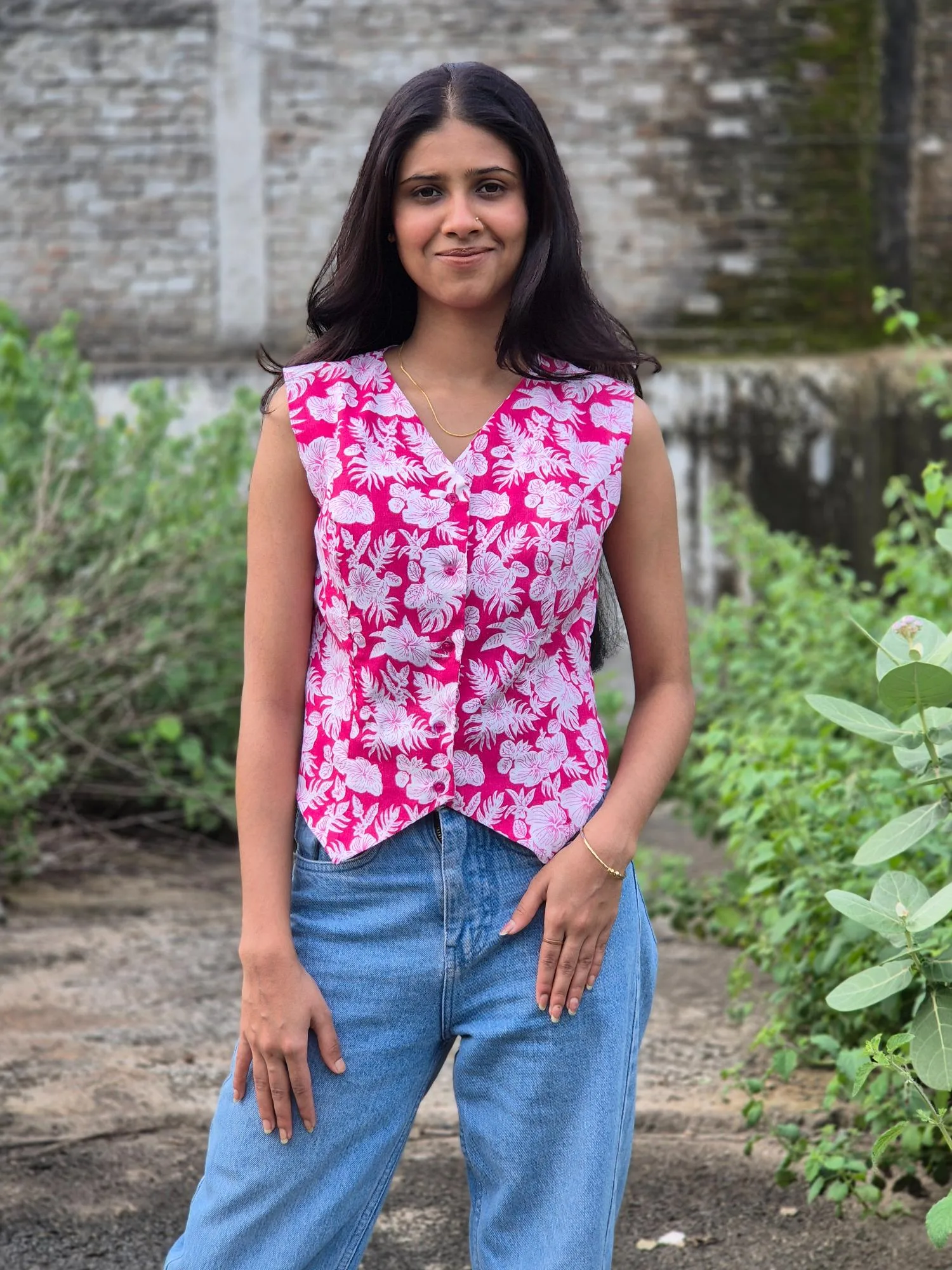 Floral Waistcoat top - Image 6