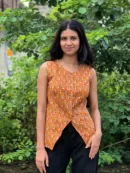 Sanganer print long waistcot style top