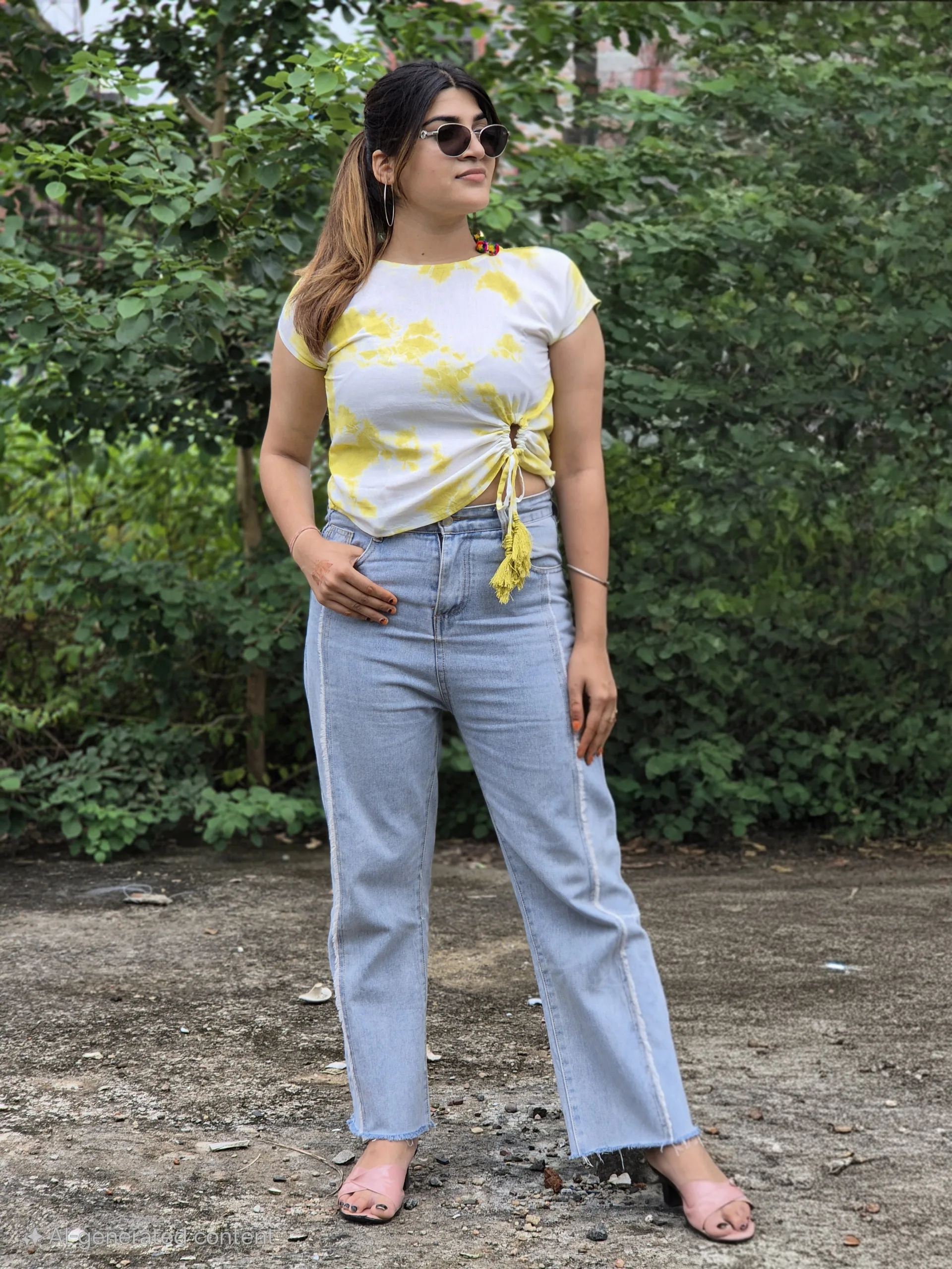 Siya Tie-Dye Cotton Top with Macramé Tassels - Image 3