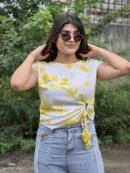 Siya Tie-Dye Cotton Top with Macramé Tassels | Breathable Summer Wear