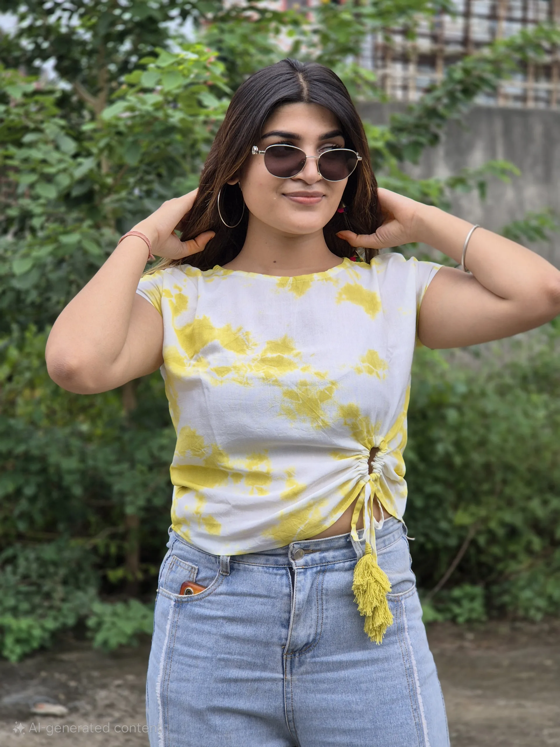 Siya Tie-Dye Cotton Top with Macramé Tassels | Breathable Summer Wear