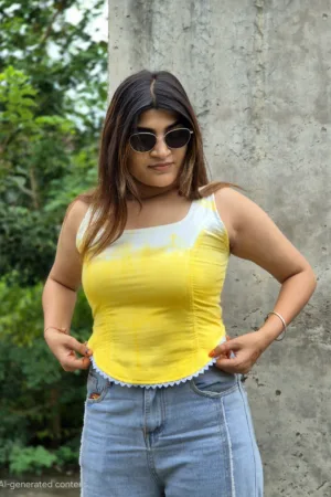 Zyra Corset Top – Stylish Cotton Tie-Dye with Lace-Up Back"