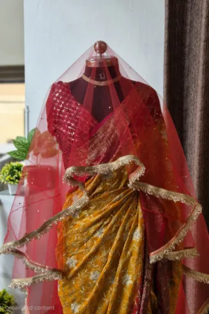 Red Soft Net Bridal Ghunghat Veil