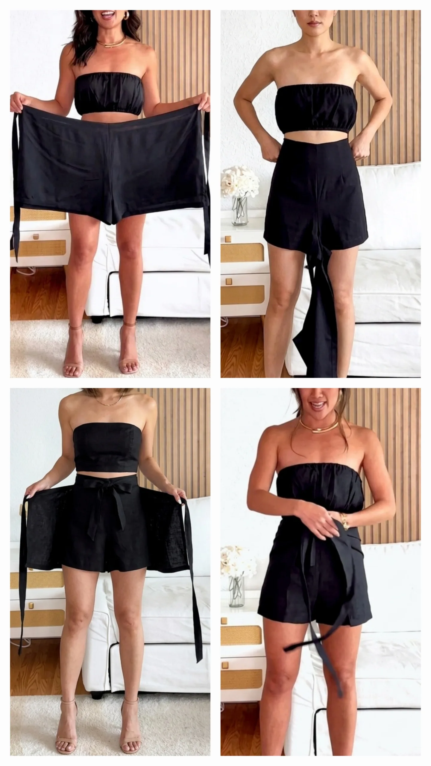Women Wrap Black Co-ord Set Dress - Image 4