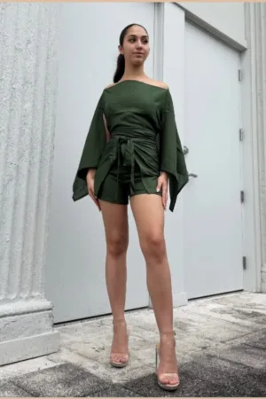 Women Wrap Black Co-ord Set Dress